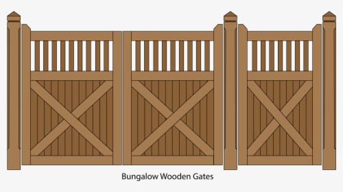 Bungalow Feature Wooden Pedestrian And Driveway Gates - Wooden Driveway Gates With Pedestrian Access, HD Png Download, Free Download