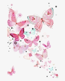 Transparent Pink Butterfly Clipart - Pink Butterfly Background, HD Png Download, Free Download