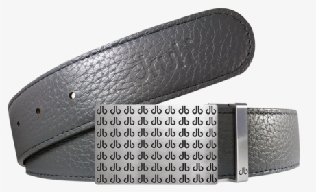 Grey Full Grain Textured Leather Belt With Black Db - Belt, HD Png Download, Free Download