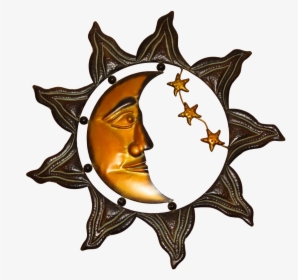 Wall Decoration, Sheet, Metal, Deco, Art, Sun, Moon - Celestial Sun Moon And Stars, HD Png Download, Free Download