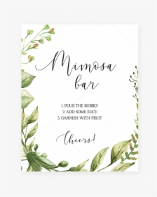 Printable Mimosa Sign For Baby Shower Watercolor Leaves - Free Printable Welcome To Baby Shower Sign, HD Png Download, Free Download