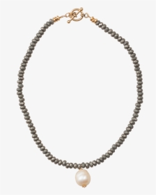 Pyrite Rondels And White Pearl Necklace"  Class="lazyload - Black Pearl Jewellery Set, HD Png Download, Free Download