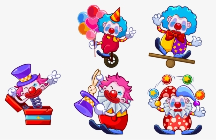 Different Illustration Joker Postures Five Clown Cartoon - 可愛 卡通 小丑, HD Png Download, Free Download