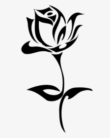 Tattoo Rose Hand Black Drawn Flowers Drawing Clipart - Black And White Flower, HD Png Download, Free Download