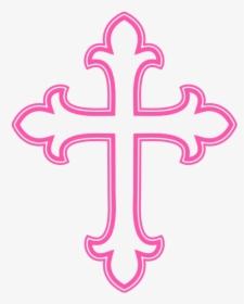 Cross Pink Outline Clip Art Clipart Black And White - Pink Cross Clipart, HD Png Download, Free Download
