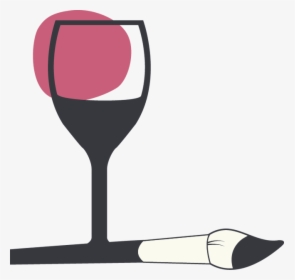 Easel Clipart Paint Night - Paint Brush And Wine Glass, HD Png Download, Free Download