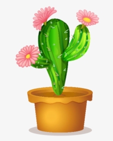 Cactus Png Clipart - Cartoon Cactus With Flowers, Transparent Png, Free Download