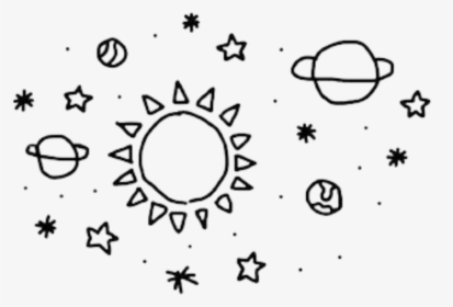Space Planets Tumblr Black Stars Freetoedit - Planet And Stars Drawing, HD Png Download, Free Download