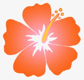 Red Hibiscus Flower Clip Art Orange Clipart - Orange Hibiscus Flower Clipart, HD Png Download, Free Download