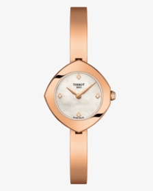 Tissot Femini-t Mother Of Pearl Diamond Set Dial Pvd - Rose Gold Tissot Watches Womens, HD Png Download, Free Download