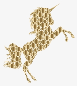 Gold Unicorn Silhouette 2 Circles No Background - Gold Unicorn With No Background, HD Png Download, Free Download