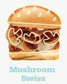 Mushroom Swiss Burger - Fast Food, HD Png Download, Free Download
