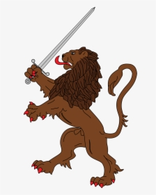 Transparent Lion Claw Clipart - Heraldic Lion With Sword, HD Png Download, Free Download