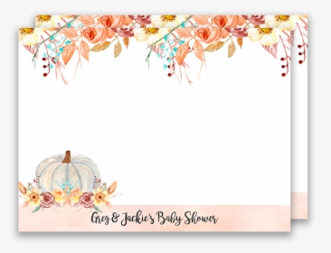 Fall Pumpkin Blue And Orange Floral Baby Shower Name - Fall Name Tag, HD Png Download, Free Download