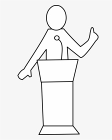 Standing,line Art,angle - Podium Clipart Black And White, HD Png Download, Free Download