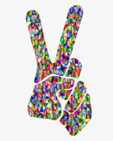 Low Poly Chromatic Peace Sign Silhouette Smoothed Clip - Png Peace Sign, Transparent Png, Free Download