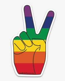 Rainbow Pride Peace Sign Sticker"  Class="lazyload - Peace Sign Finger Rainbow, HD Png Download, Free Download