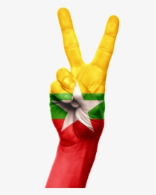Burma Flag Hand Free Picture - Özgürlük Işareti Duvar Kağıdı, HD Png Download, Free Download
