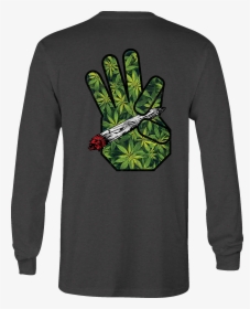 Long Sleeve Tshirt Marijuana Hand Joint Smoke Shirt - T-shirt, HD Png Download, Free Download