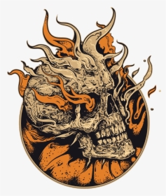 Art Skeleton Skull Illustration Vector Flame Human - Skull, HD Png Download, Free Download