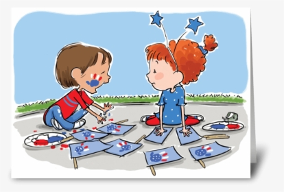 Happy 4th Of July Greeting Card - Cartoon, HD Png Download, Free Download