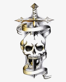 Tattoo Skeleton Skull Dragon Vector Snake Human Clipart - Dagger Skull Tattoo Designs, HD Png Download, Free Download