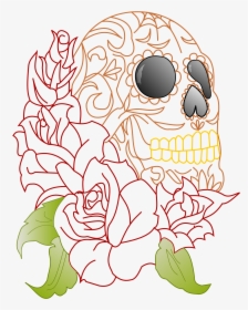 Sugar Skull & Roses Clip Arts - Skull, HD Png Download, Free Download