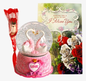 Card Rose Stick Musical Snow Globe - Gift, HD Png Download, Free Download