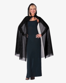 45” Hooded Glitter Cape - Black Sheer Cape, HD Png Download, Free Download