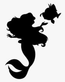 Transparent Mermaid With Fish Clipart - Ariel Little Mermaid Silhouette, HD Png Download, Free Download