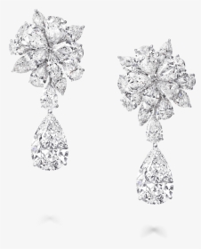 A Pair Of Graff High Jewellery Diamond Earrings With - Diamond High Flower Jewelry Earring, HD Png Download, Free Download