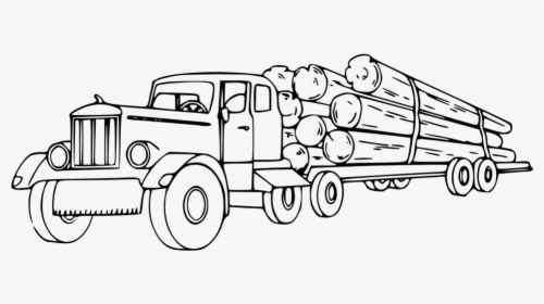 Transparent Logs Png - Log Truck Clip Art Black And White, Png Download, Free Download