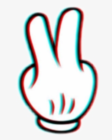 Peace Glitch Effect Mickey Hand Cute Kawaii Aesthetic - Aesthetic Glitch Effect Transparent, HD Png Download, Free Download