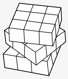 Rubiks Line Art Free Clip - Rubix Cube Black And White, HD Png Download, Free Download