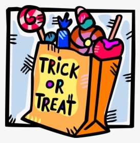 Vector Illustration Of Trick Or Treat Bag Of Halloween - Halloween Candy Bag Clip Art, HD Png Download, Free Download