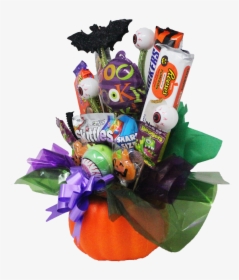 Halloween Pumpkin Candy Bouquet Side View - Bouquet, HD Png Download, Free Download