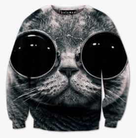 Cool Cat Crewneck Sweatshirt - Gato Com Swag, HD Png Download, Free Download
