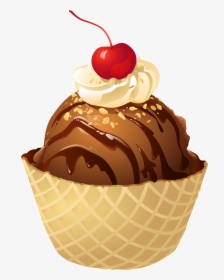 Chocolate Ice Cream Sundae Waffle Cupcake - Ice Cream Bowl Clipart, HD Png Download, Free Download