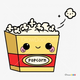 How To Draw A Popcorn Piece Cute Drawing Books - Kawaii Popcorn, HD Png Download, Free Download