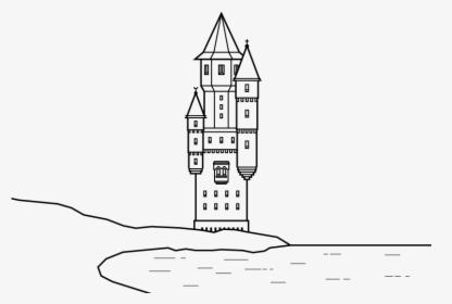 Castle On The Shore Linework Illustration Vector Design - Line Art, HD Png Download, Free Download