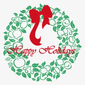 Happy Holidays Wreath - Vintage Green Floral Border, HD Png Download, Free Download