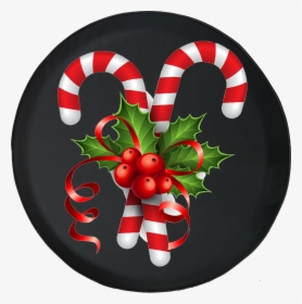 Candy Cane Mistletoe Red Bow Holiday Spirit Festive - Candy Cane, HD Png Download, Free Download