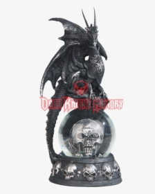 Black Dragon On Pirate Skull Snow Globe - Action Figure, HD Png Download, Free Download