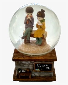 Couple Park Bench Snow Globe - Garden Gnome, HD Png Download, Free Download