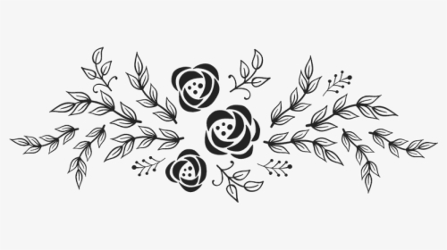 Botany,black And White,plant,line Art,flower,branch,clip - Flower Garland Clipart Black And White, HD Png Download, Free Download