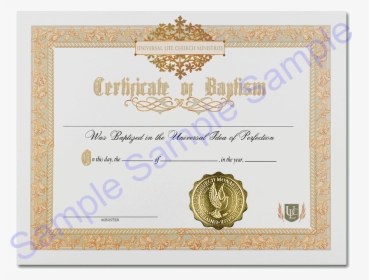 Holy Baptism Certificate - Universal Life Church, HD Png Download, Free Download