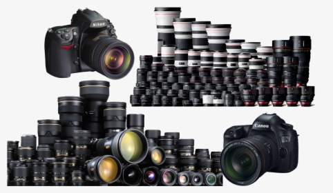 Nikon And Canon Cameras And Lenses, HD Png Download, Free Download