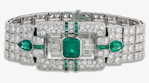 Art Deco Emerald Bracelet, - Diamond, HD Png Download, Free Download