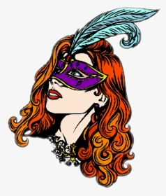 Masked Mask Woman Colorful Masquerade Masqurade Covered - Illustration, HD Png Download, Free Download