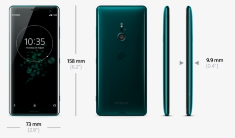 An Image Explaining The Physical Dimensions Of The - Sony Xperia Xz3 Specs, HD Png Download, Free Download